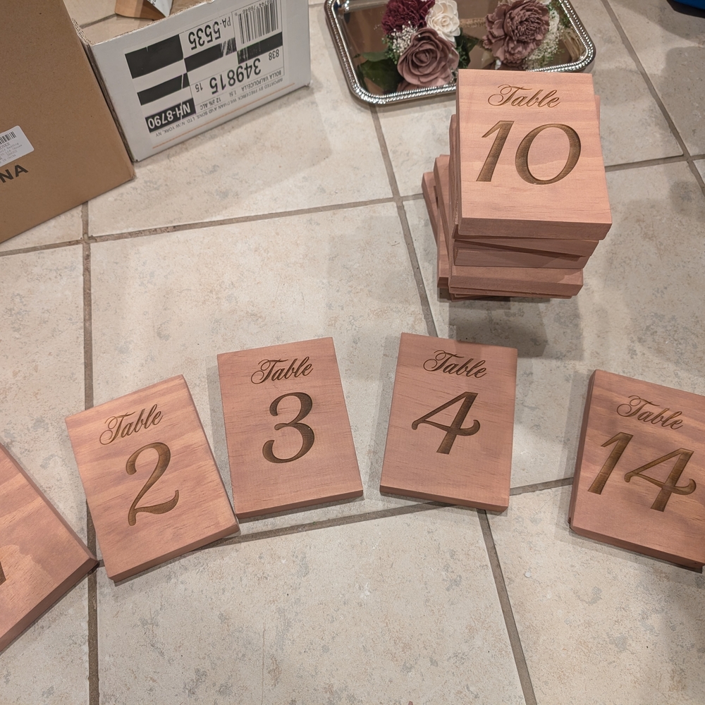 Wooden Table Number Signs
